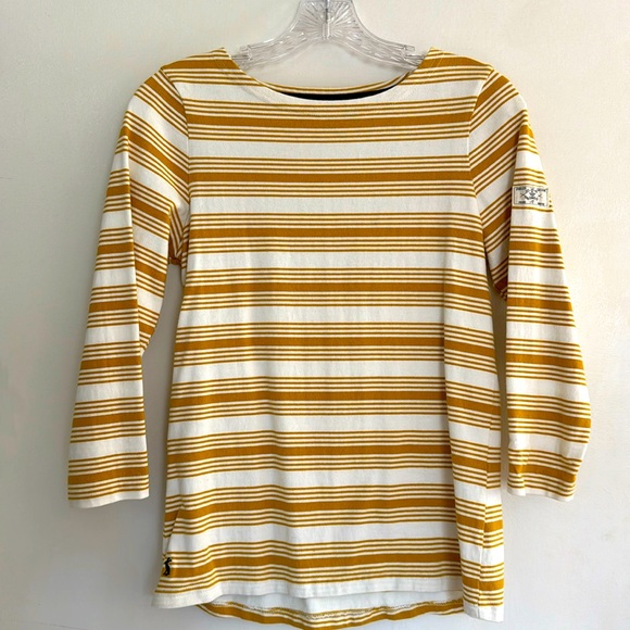 Joules Gold/White Harbor top, size UK 8/US 4 - Picture 1 of 2